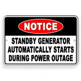 Osha Danger Standby Generator Automatically Starts Metal Sign / Decal  W082 / Magnetic Sign