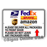 Deliver All Packages To Front Door Do Not Leave Any Packages Here Arrow Up Metal Sign / Decal   /  Delivery Instructions Si419