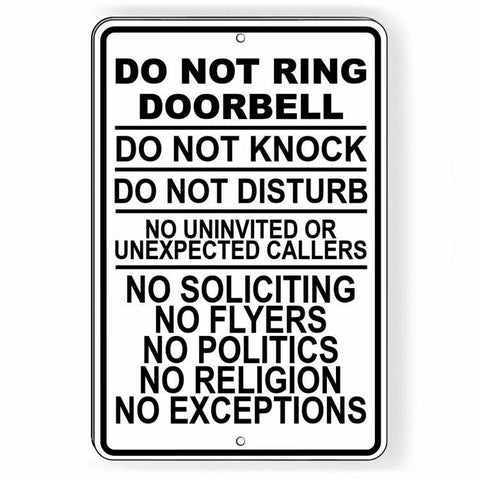 Do Not Ring Doorbell Do Not Disturb Do Not Knock No Soliciting Sign / Decal  Si068 / Magnetic Sign