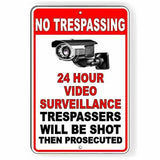 No Trespassing Video Surveillance Trespassers Shot Sign / Decal   /  S070 / Magnetic Sign