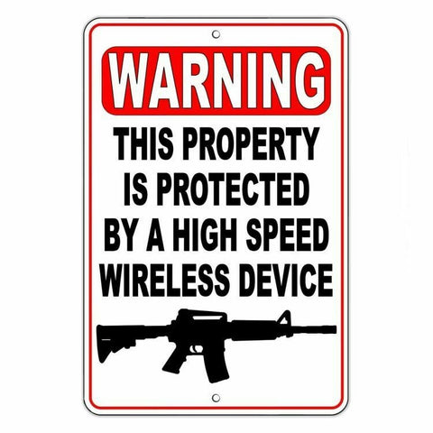 Warning This Property Protected By A Wireless Device Sign / Decal  Security Ssg016 / Magnetic Sign