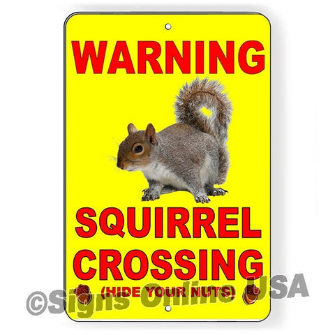 Squirrel Crossing Hide Your Nuts       Metal Sign/ Magnetic Sign / Decal  / Funny / Novelty Sf022 / Slow Down