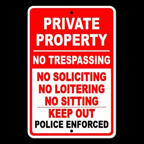 Private Property No Trespassing Loitering Police Will Be Called Sign / Decal  Spp10 / Magnetic Sign