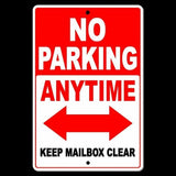 No Parking Anytime Keep Mailbox Clear Double Red Arrow  /  Sign / Decal  Snp033 Street / Towed / Magnetic Sign