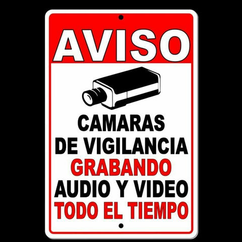 Spanish Warning Protected By Video Surveillance Sign / Decal  Security Camera Ss002 / Magnetic Sign