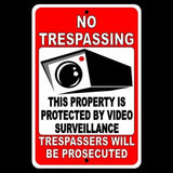 No Trespassing This Property Protected By Video Surveillance Sign / Decal  Camera Snt001 / Magnetic Sign