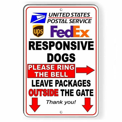 Responsive Dogs Ring Bell Leave All Packages Outside Gate Sign / Decal  Usps Si051 / Magnetic Sign