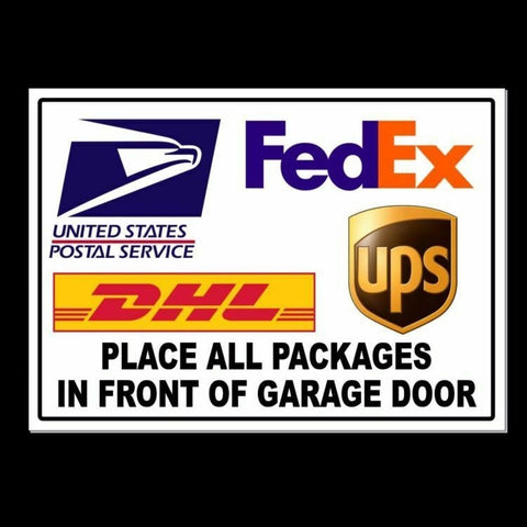 Package Delivery Leave By Garage Door Sign / Decal  Usps Fedex Ups Warning Ms021 / Magnetic Sign