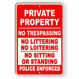 Private Property No Trespassing Littering Loitering Sign / Decal   /  Pp018 / Magnetic Sign