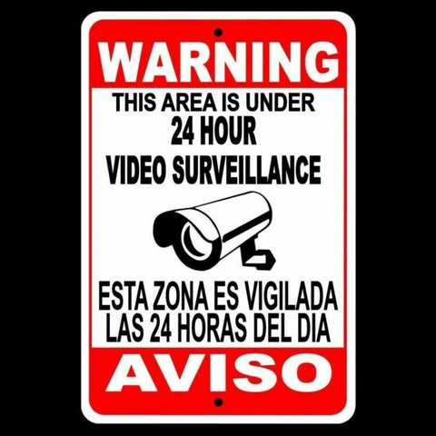 Cctv Warning Security Audio Video Surveillance Camera Sign / Decal  English/Spanish Ss004 / Magnetic Sign