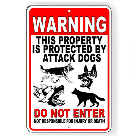 Warning Property Protected By Attack Dogs Do Not Enter Sign / Decal  Beware Bd43 / Magnetic Sign