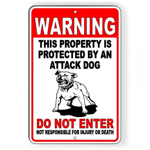 Warning Property Protected By Attack Dog Do Not Enter Sign / Decal  Beware Dog Bd20 / Magnetic Sign