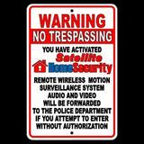 No Trespassing Property Monitored By Wireless Satellite Surveillance Sign / Decal  S028 / Magnetic Sign