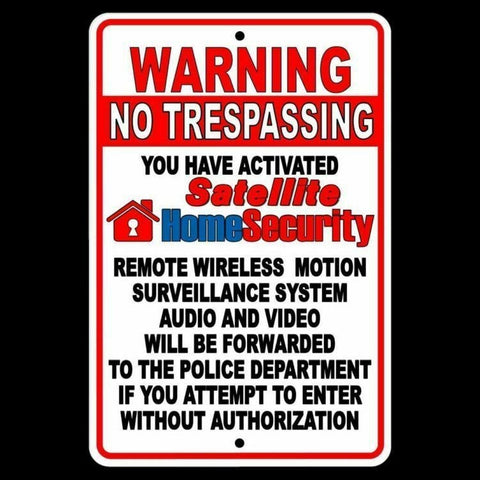 No Trespassing Property Monitored By Wireless Satellite Surveillance Sign / Decal  S028 / Magnetic Sign