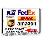 Please Deliver All Packages Here Arrow Left Sign / Decal   /  Delivery I399 / Magnetic Sign