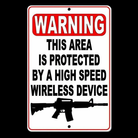 Warning This Area Is Protected By A Wireless Device Sign / Decal  Security Gun Ssg021 / Magnetic Sign