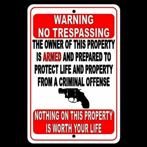 Warning Owner Is Armed And Prepared To Protect   Not Worth Your Life Sign / Decal  Ssg001 / Magnetic Sign