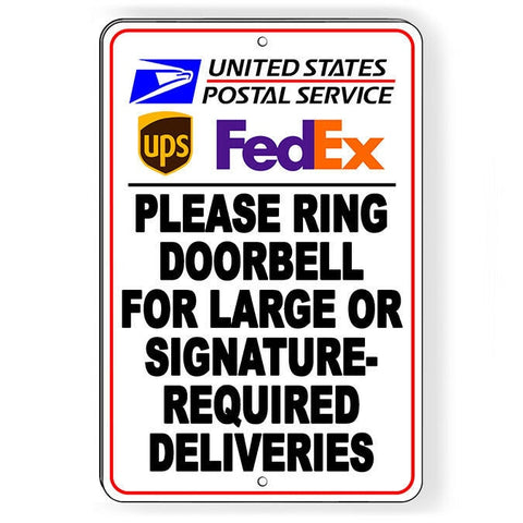 Ring Doorbell For Large Or Signature Required Delivery Sign / Decal   /  Si149 / Magnetic Sign