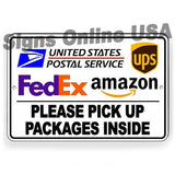 Pick Up Packages Inside Sign / Decal  Delivery Drop Off Receiving / Magnetic Sign