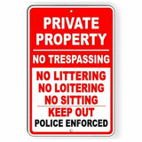 Private Property No Trespassing Littering Loitering Sign / Decal   /  Pp017 / Magnetic Sign