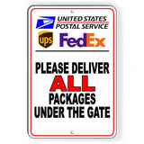 Deliver Packages Under The Gate Sign / Decal   /  Usps Ups Delivery  I259 / Magnetic Sign