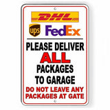 Deliver Packages To Garage Not At Gate Sign / Decal  Ups Dhl Si082 / Magnetic Sign