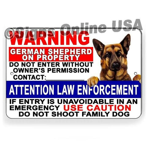 Law Enforcement Do Not Shoot Family Dog Sign / Decal   /  Beware German Shep / Magnetic Sign