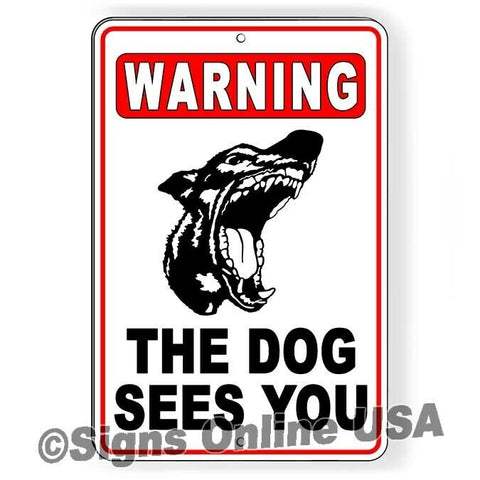 Warning The Dog Can See You Sign / Decal  Beware Of Dog Dogs Doberman Bites / Magnetic Sign