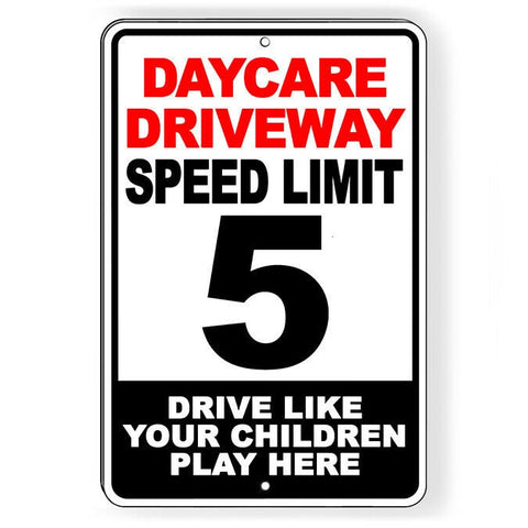 Daycare Driveway 5 Mph Slow Down Kids Play Here Sign / Decal   /  Sw065 / Magnetic Sign