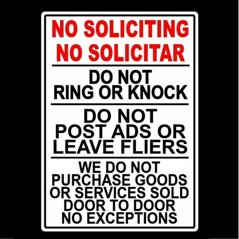 No Soliciting No Solicitar Do Not Ring Knock No Sales People Sign / Decal  Ms036 / Magnetic Sign