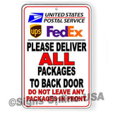 Please Deliver All Packages To Back Door Do Not Leave Packages In Front Sign / Decal   /  Si001 / Magnetic Sign