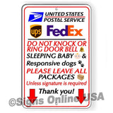Do Not Knock Or Ring Doorbell Baby Responsive Dogs Leave Packages Unless Signature Required  Sign / Magnetic Sign / Decal    I014