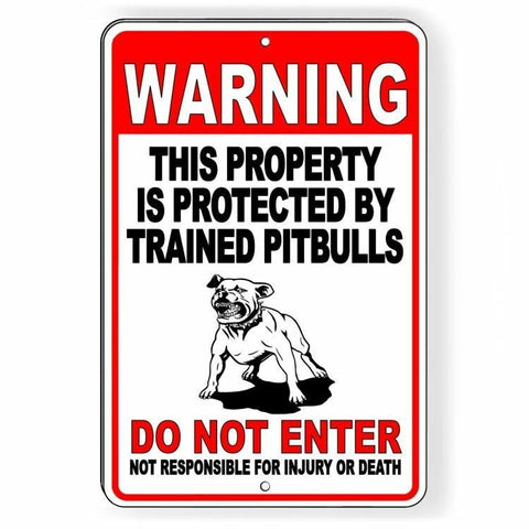 Beware Of Dog Protected By Trained Pitbulls Do Not Enter Metal Sign / Magnetic Sign / Decal   /  Sbd47