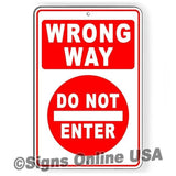 Wrong Way Do Not Enter Metal Sign/ Magnetic Sign / Decal  / Warning / Safety / Road / Street / Keep Out