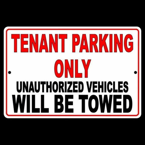 Tenant Parking Only Unauthorized Vehicles Will Be Towed  Metal Sign/ Magnetic Sign / Decal  Stp001 Security No Parking