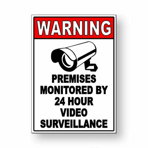 Premises Monitored By 24 Hour Video Surveillance Metal Sign / Decal  Security Cctv Ms009 / Magnetic Sign