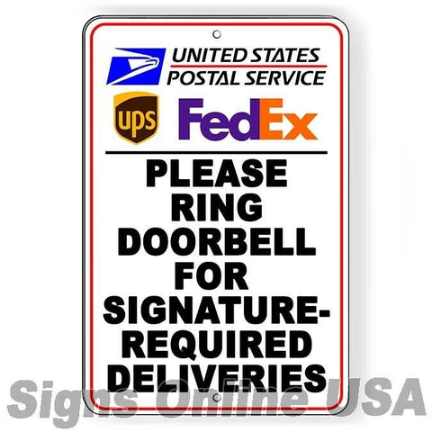 Ring Doorbell Signature Required Deliveries Packages Sign / Decal  / Magnetic Sign