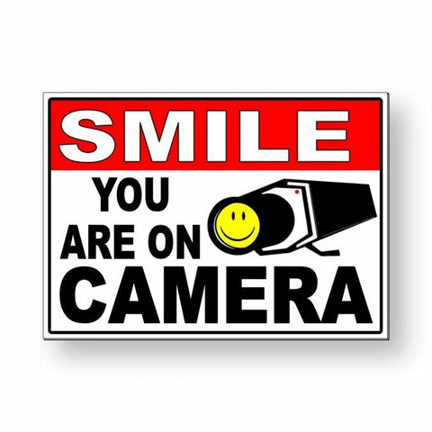 Smile You Are On Camera Sign / Decal   /  Video Surveillance Security Ms005 S25 / Magnetic Sign