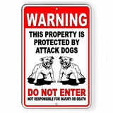 Warning Protected By Attack Dogs Do Not Enter Sign / Decal  Security Metal Pitbull Sbd029 / Magnetic Sign