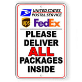 Deliver All Packages Inside Sign / Decal  Delivery Instructions Usps Si246 / Magnetic Sign
