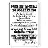 Do Not Ring Bell No Soliciting Baby Sleeping Funny Sign / Decal   /  Sf023 / Magnetic Sign