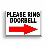 Please Ring Doorbell Arrow Right Sign / Decal  Delivery Ms095 Do Not Knock / Magnetic Sign