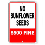 No Sunflower Seeds 500 Dollar Fine Sign / Decal  Si201 Concessions Attention / Magnetic Sign