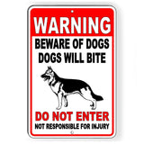 Warning Beware Of Dogs Will Bite Do Not Enter German Shepherd Sign/ Magnetic Sign / Decal  Bd039 Dog Do Not Enter