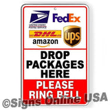Deliveries Drop Packages Here Please Ring Bell Sign / Decal  Usps Si369 / Magnetic Sign