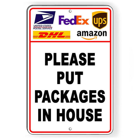 Please Place Packages In House Sign / Decal  Deliveries Si317 / Magnetic Sign