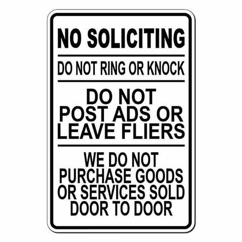 No Soliciting Do Not Ring Knock Disturb Leave Flyers Stop Sign / Decal  Alarm Door I009 / Magnetic Sign