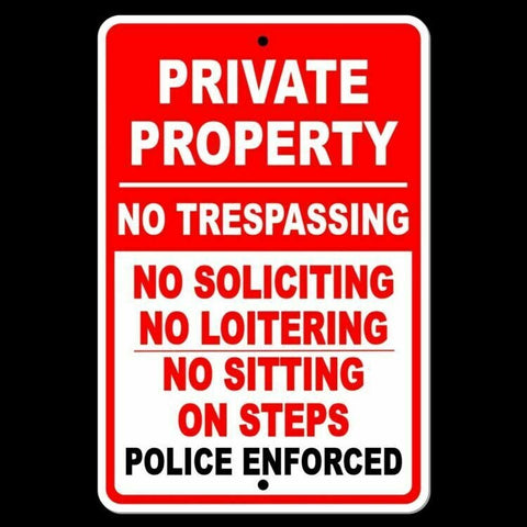 Private Property No Trespassing Loitering Police Will Be Called Sign / Decal  Spp09 / Magnetic Sign