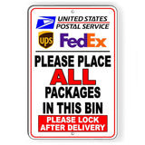 Deliver Packages In Bin Lock After Delivery Sign / Decal  I294 / Magnetic Sign