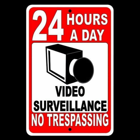 No Trespassing This Property Protected By 24 Hour Video Surveillance Sign / Decal  S0012 / Magnetic Sign